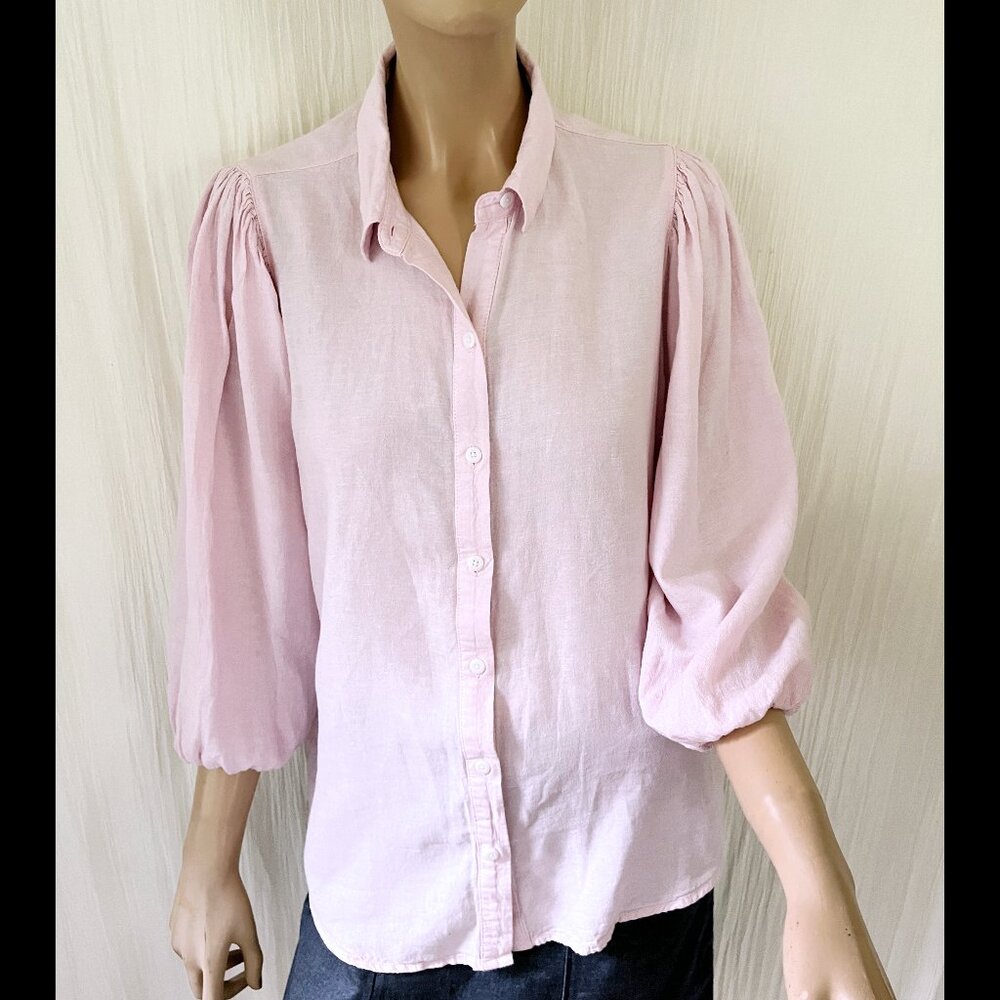 Beach Lunch Lounge beachlunchlounge pink button-down linen blend blouse S / P